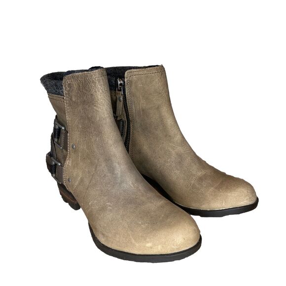 Sorel Women's 8 Lolla Buckle Ankle Snow Boots Zip Flat Brown Waterproof - Picture 1 of 9